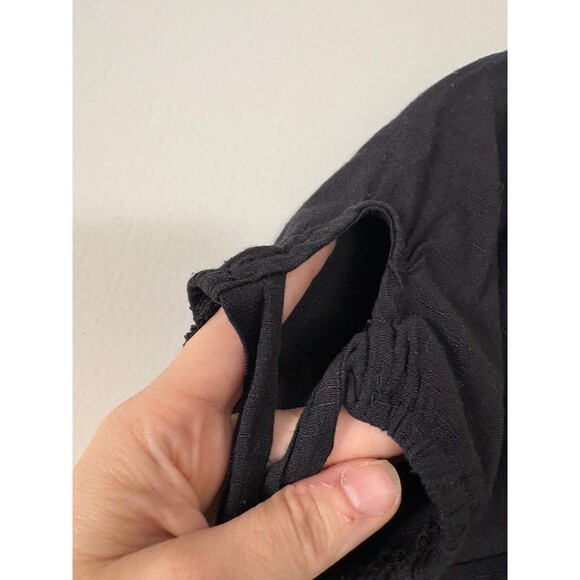 Doe & Rae Women’s Black Flowy Tie-Sleeve Bardot Jumpsuit Small Coquette Peasant - Picture 5 of 9